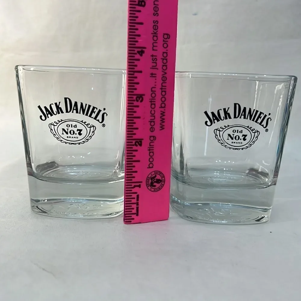 Jack Daniel’s Old # 7 Brand Rocks Glass Stamp Bottom 8 Oz 3 1/2 In Tall 3 In Top